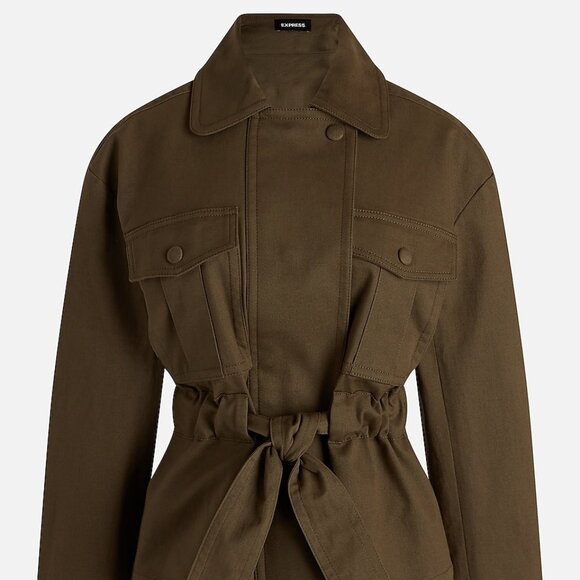 Twill Oversized Belted Utility Jacket NWT - Picture 4 of 5